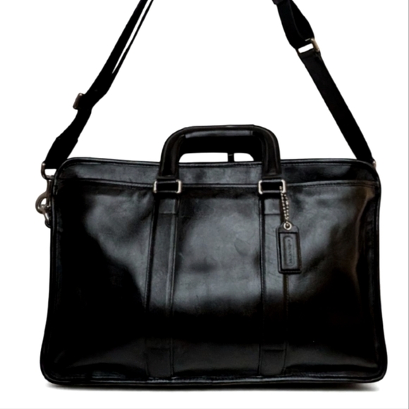 Authentic Coach Men's Black Leather Embassy Brief Laptop Briefcase F70662 - Picture 1 of 16